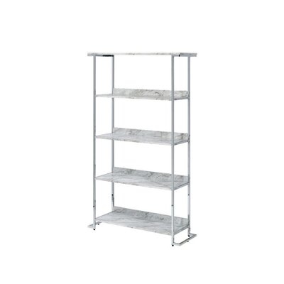 Visage Bookcase, White Printed Faux Marble & Chrome 92937 - Image 0