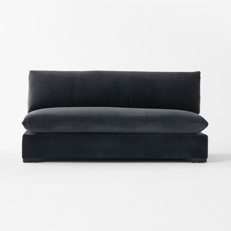 Deseo 65" Charcoal Grey Performance Velvet Standard Depth Armless Loveseat - Image 1