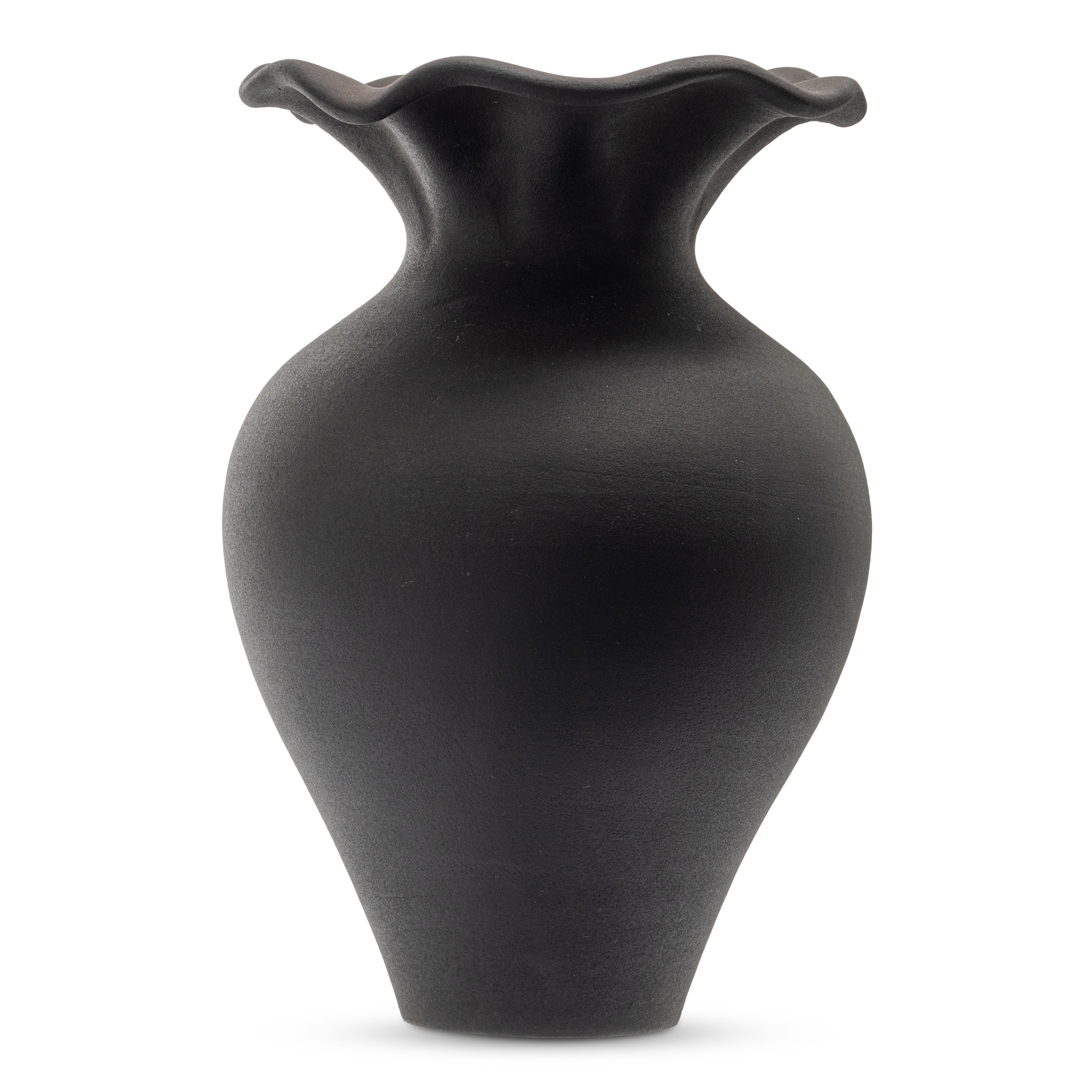 Ruffle 12 Inch Decorative Vessel Black - Image 1