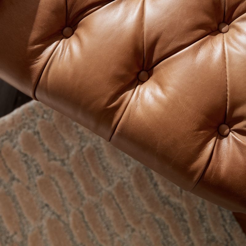 Rollins Natural Washed Camel Leather Button Tufted Sofa - Image 3