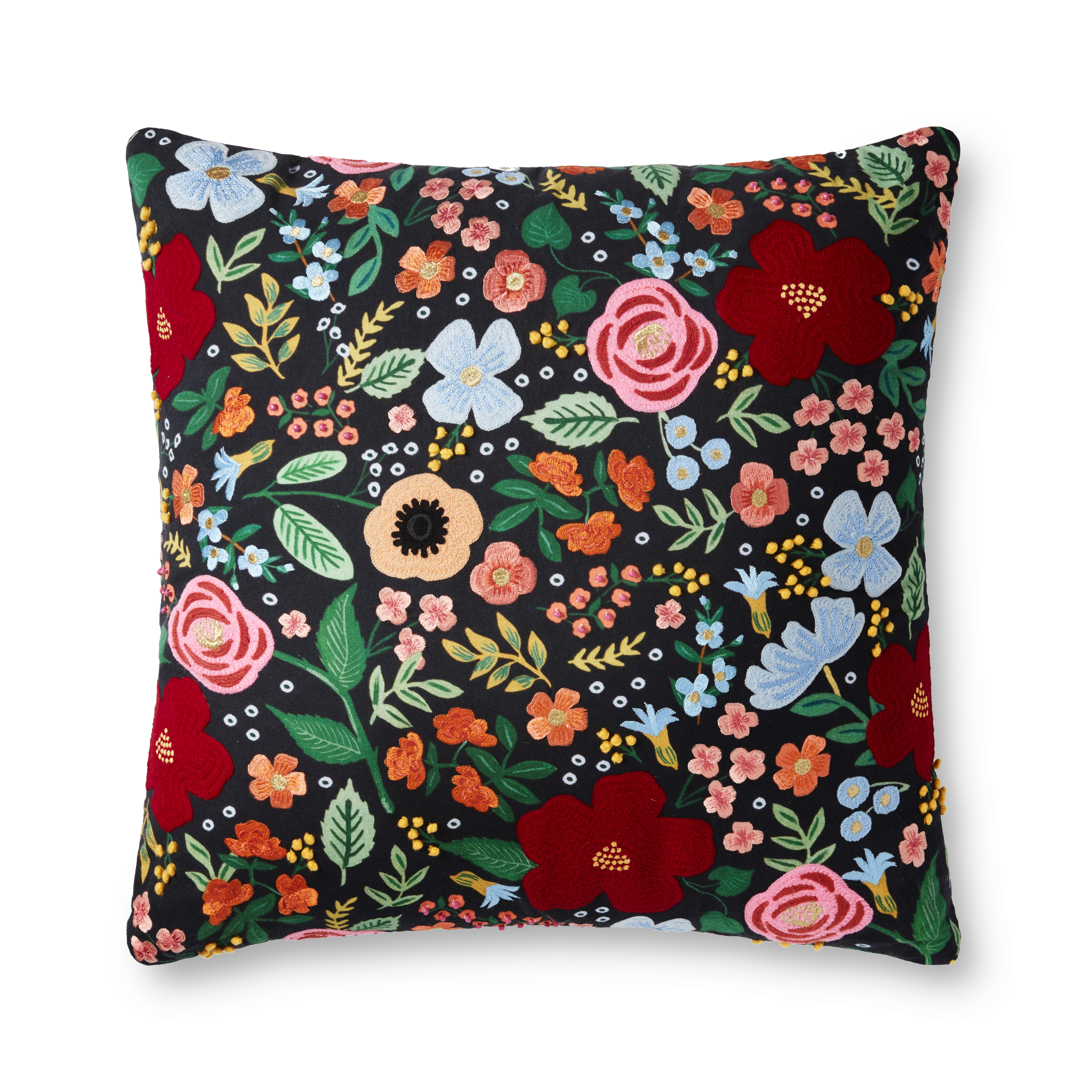 Rifle Paper Co. x Loloi Pillows P6059 Black / Multi 22" x 22" Cover Only - Image 0