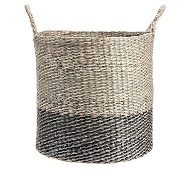 Lisbon Two-Tone Tote Basket, Natural/Black, Large - Image 0