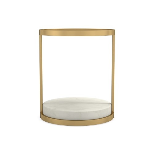 Odesa Medium Accent Table, Marble, White, Antique Brass - Image 0