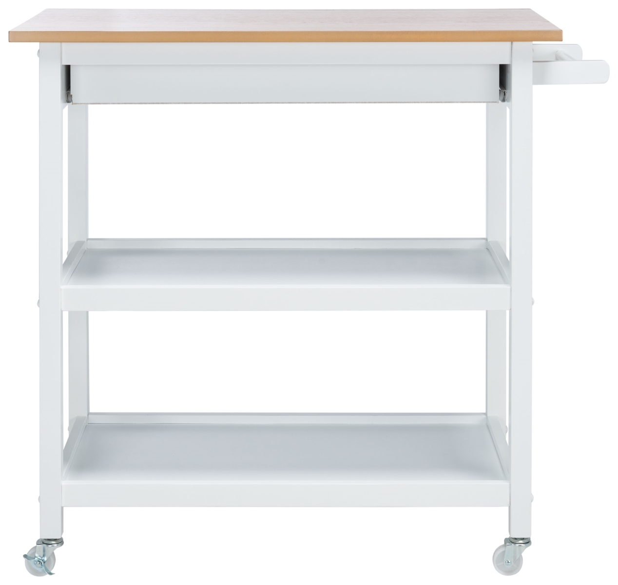 Cohyn 2 Drawer 3 Shelf Kitchen Cart - Natural / White - Safavieh - Image 7