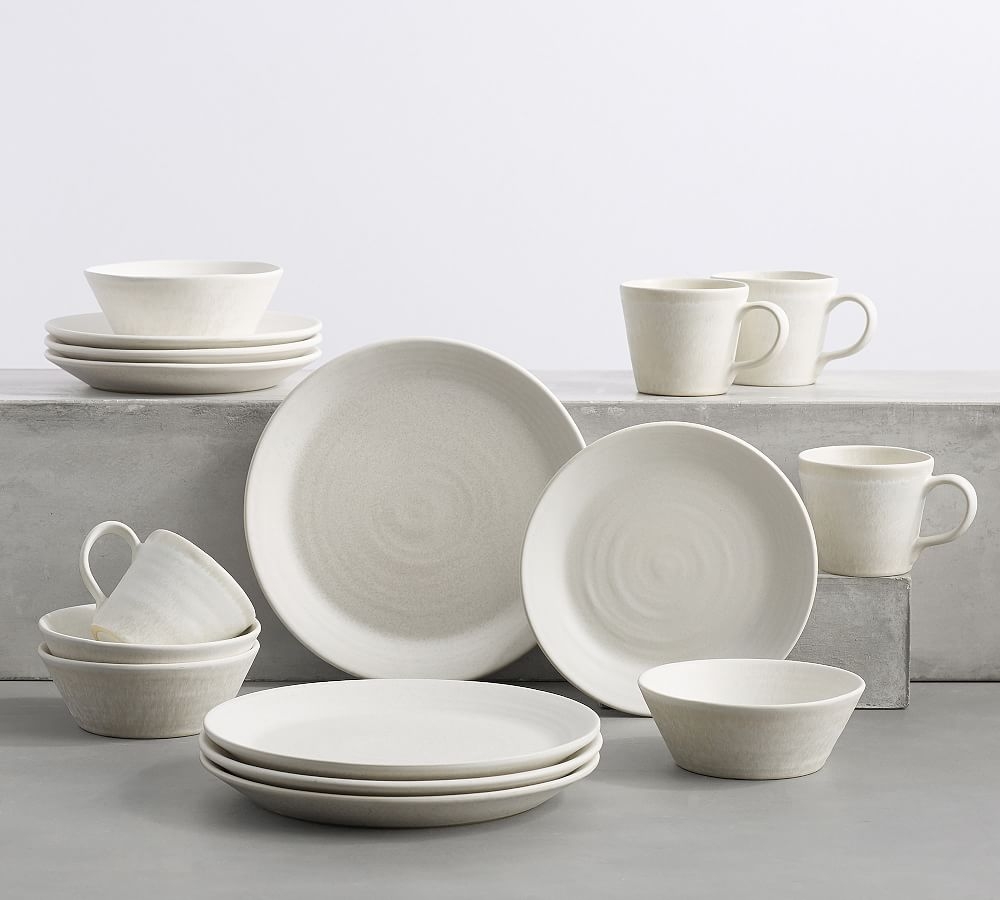 Larkin Reactive Glaze Stoneware 16-Piece Dinnerware Set - White - Image 0