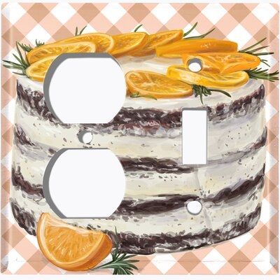 Metal Light Switch Plate Outlet Cover (Layered Chocolate Orange Cake - (L) Single Duplex / (R) Single Toggle) - Image 0