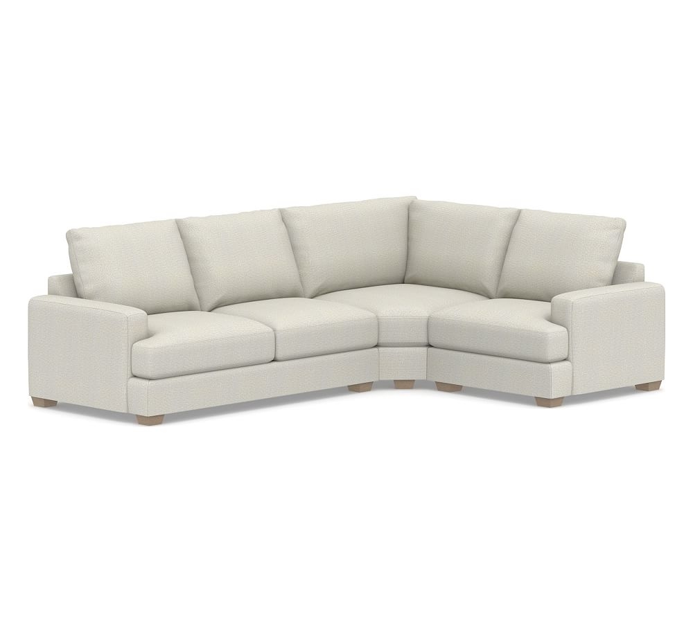 Canyon Square Arm Upholstered Left Arm 3-Piece Wedge Sectional, Down Blend Wrapped Cushions, Performance Heathered Basketweave Dove - Image 0