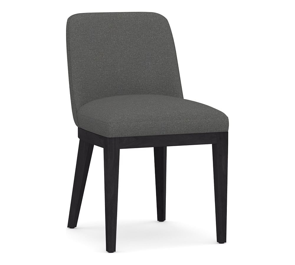 Layton Upholstered Dining Side Chair, Black Leg, Park Weave Charcoal - Image 0