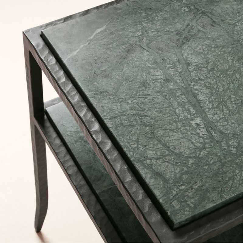 Sergio Green Marble and Iron Side Table - Image 3