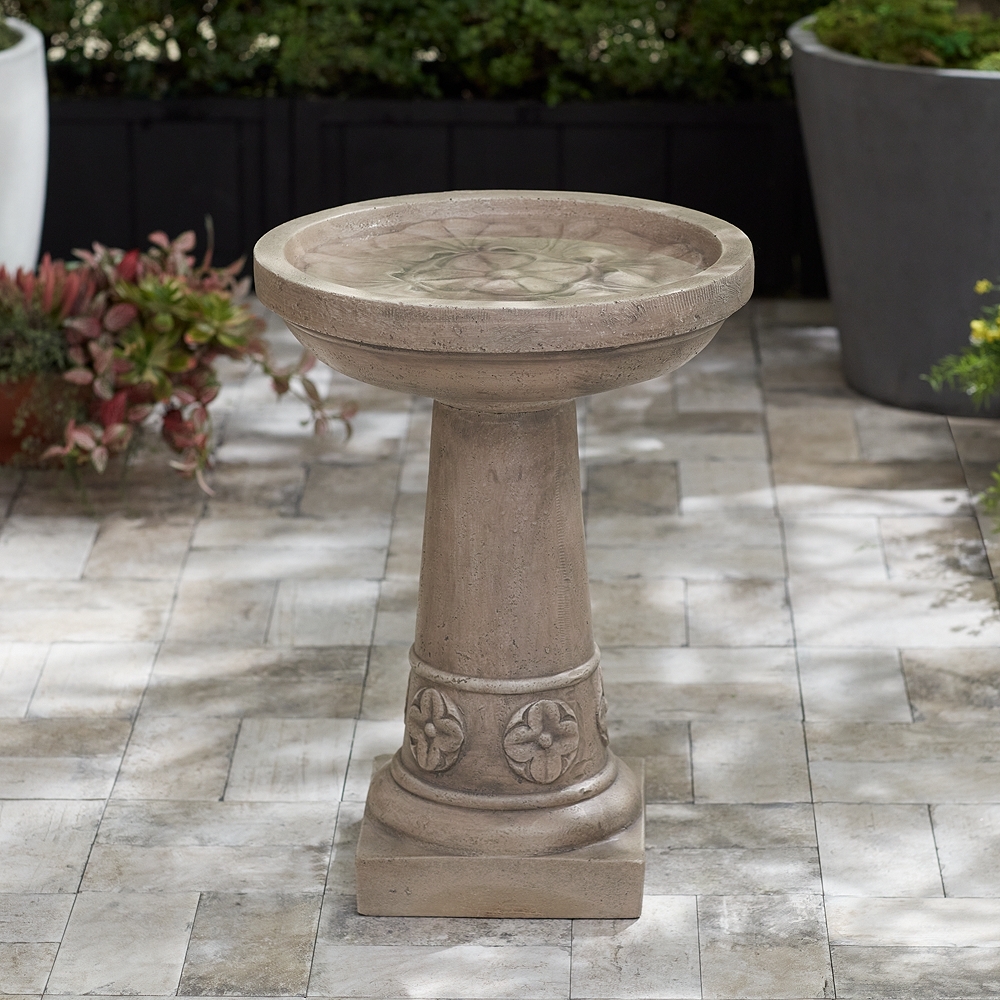 John Timberland Missy Fleur 20 1/4" High Faux Stone Outdoor Birdbath - Image 0