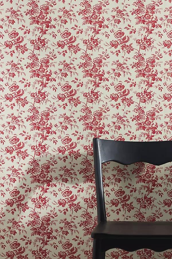 Anemone Toile French Red Toile Wallpaper - Image 0