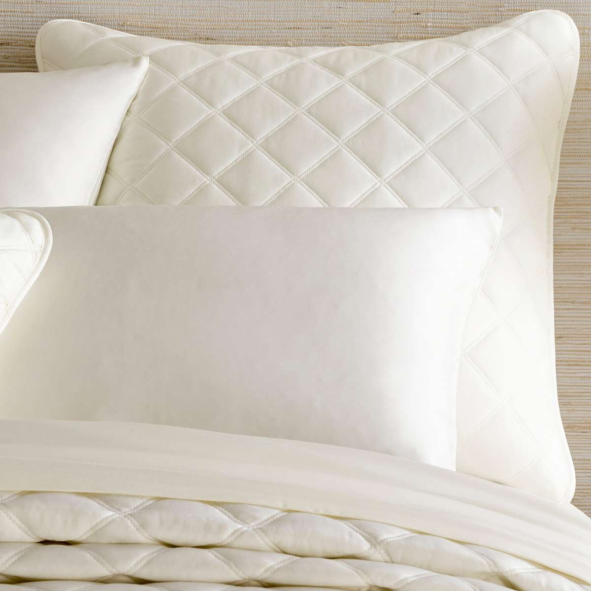 Quilted Silken Solid Ivory Sham - Image 0