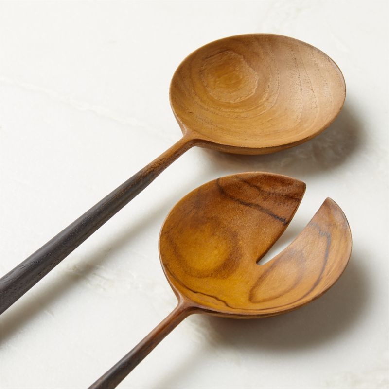 Fume Teak Salad Servers Set of 2 - Image 1