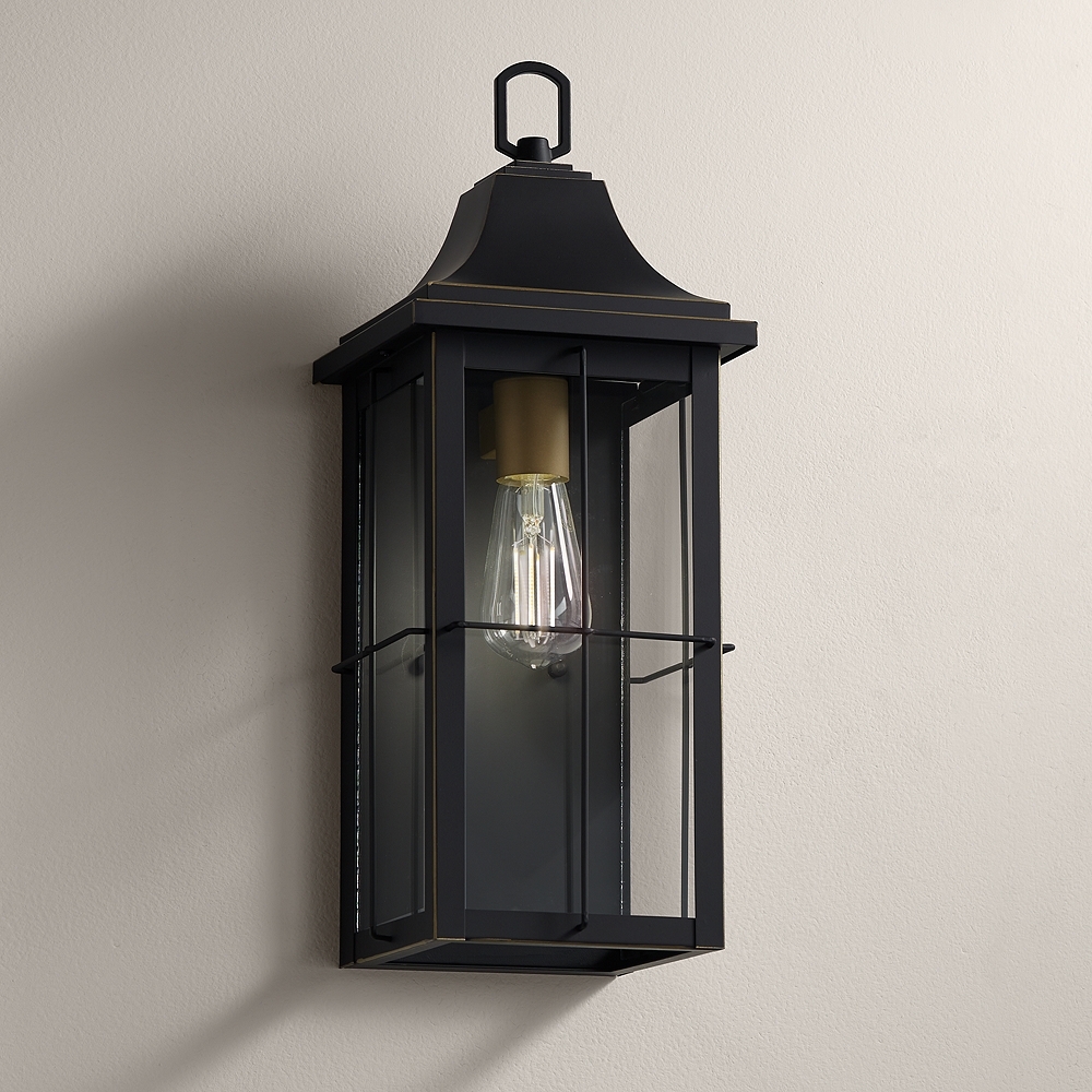 Sunderland 15" High Black Warm Gold Sconce Lantern Wall Sconce - Image 0