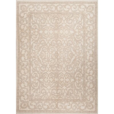 One-of-a-Kind Hand-Knotted Ivory/Brown 6' x 8' Wool Area Rug - Image 0
