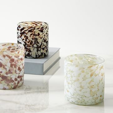 Speckled Mexican Glass Votive, Celadon + Spiced Cacao - Image 2