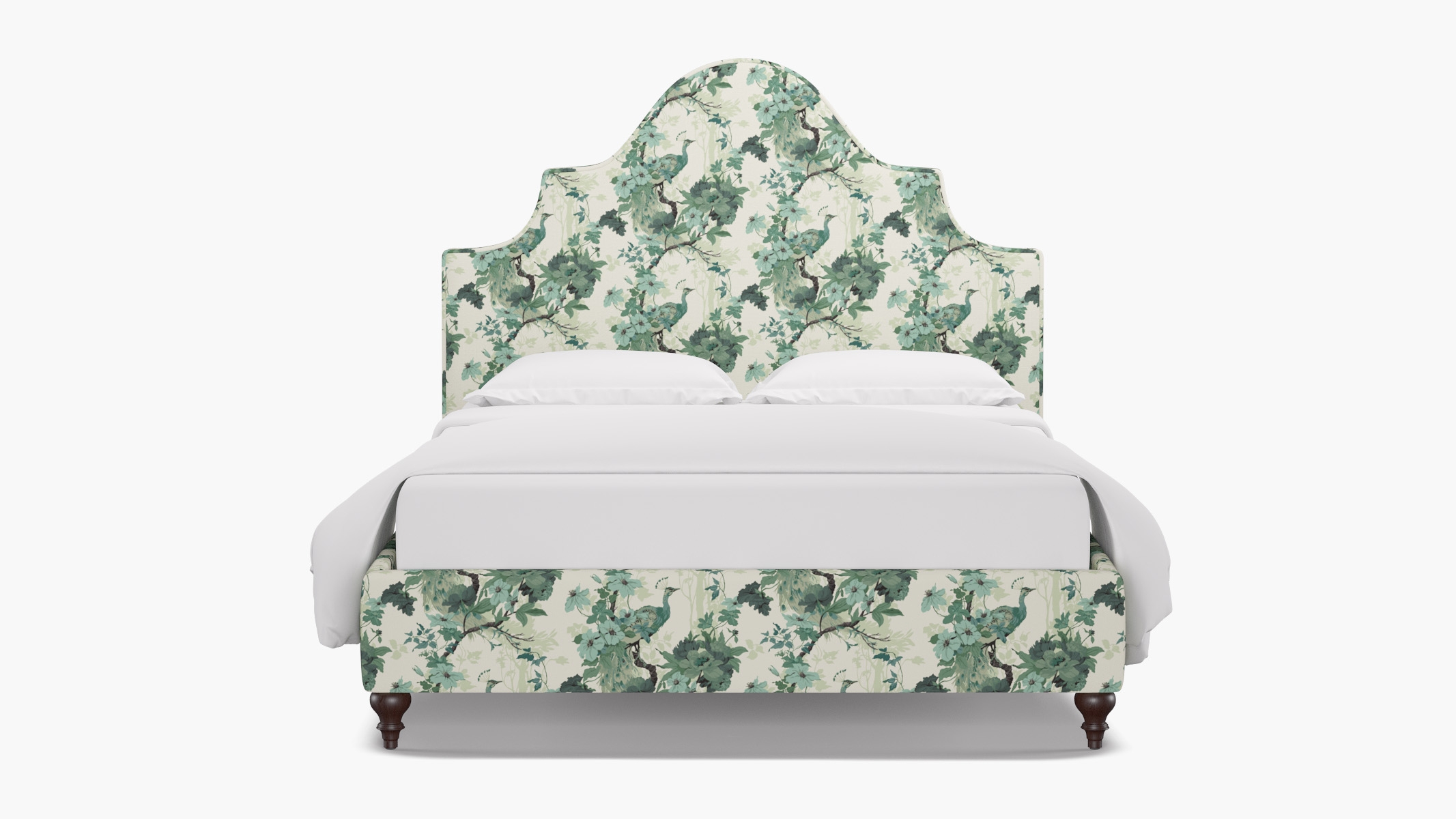 Statement Bed, Jade Peacock Park, Espresso Traditional Turned Leg, King - Image 0