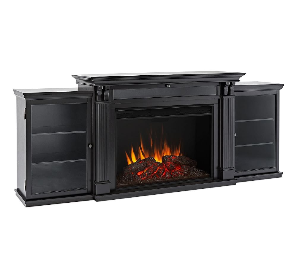 Trace Electric Fireplace Media Cabinet, Black - Image 0