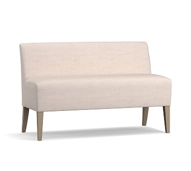 Modular Upholstered Banquette, Seadrift Leg, Performance Heathered Tweed Ivory - Image 1