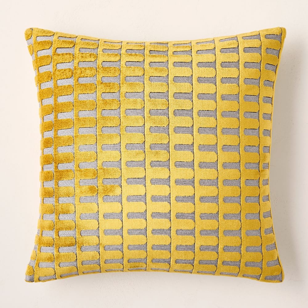 Cut Velvet Archways Pillow Cover, Set of 2, 18"x18", Dark Horseradish - Image 0