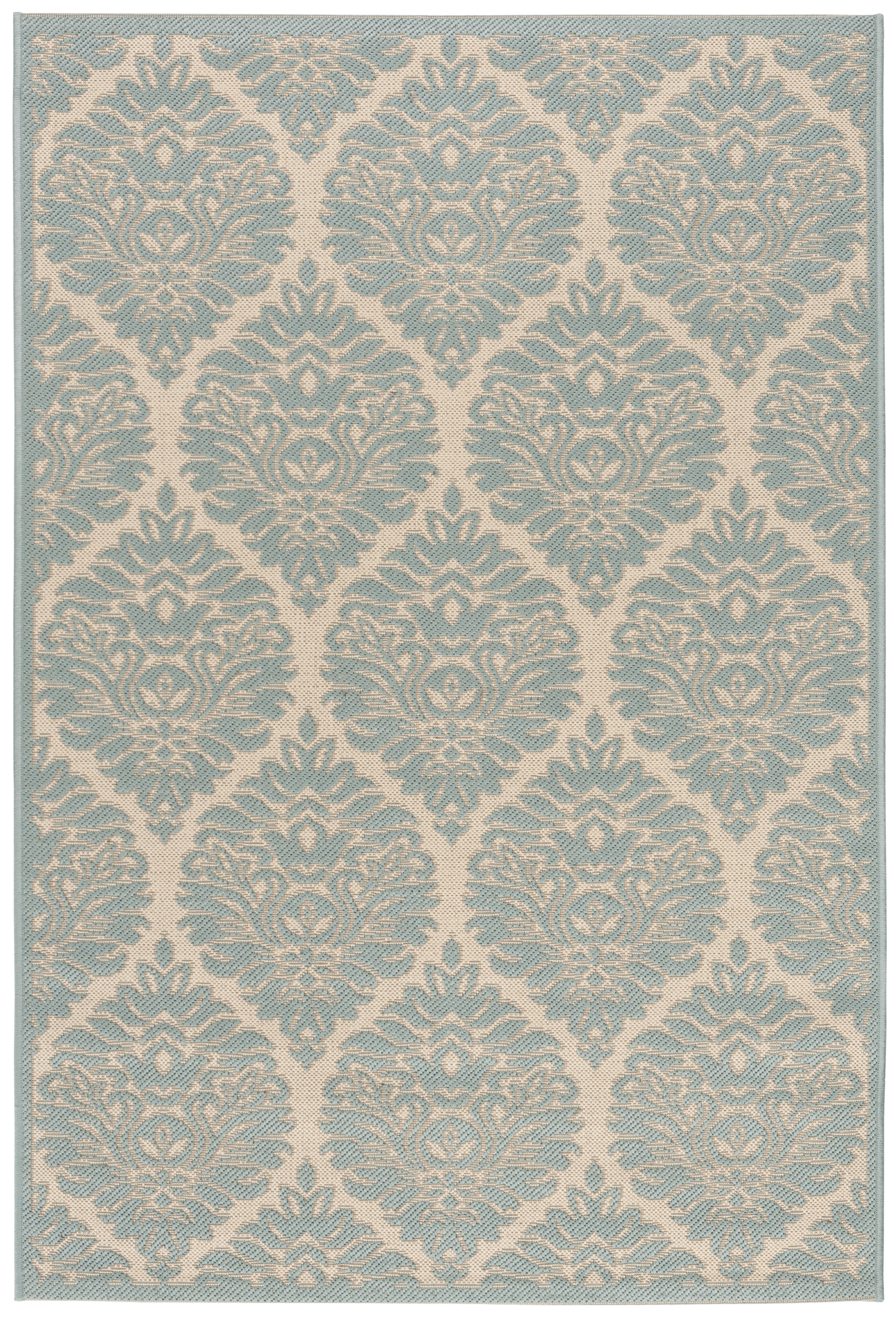 Arlo Home Indoor/Outdoor Woven Area Rug, LND135L, Cream/Aqua,  4' X 6' - Image 0