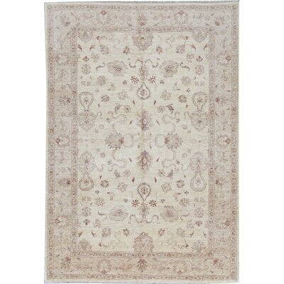 Oriental Hand-Knotted Wool Cream Area Rug - Image 0