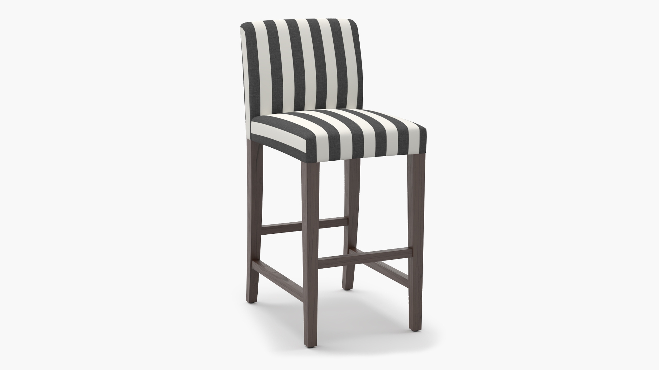 Signature Dining Bar Stool, Ink Cabana Stripe, Espresso Square Tapered Leg - Image 1