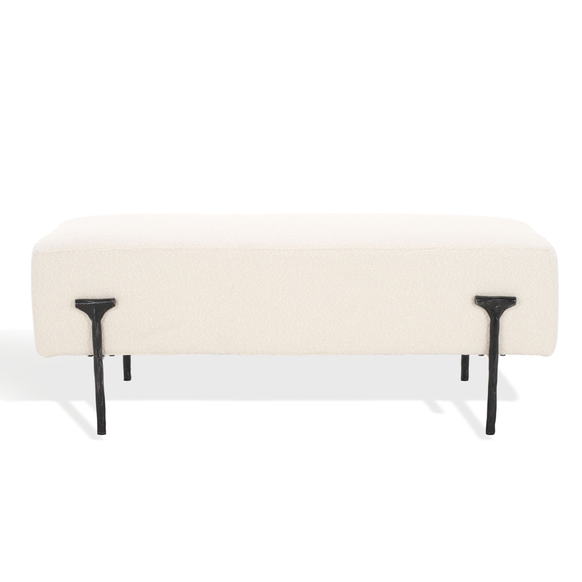 Jessa Boucle Bench - Ivory/Black - Image 0
