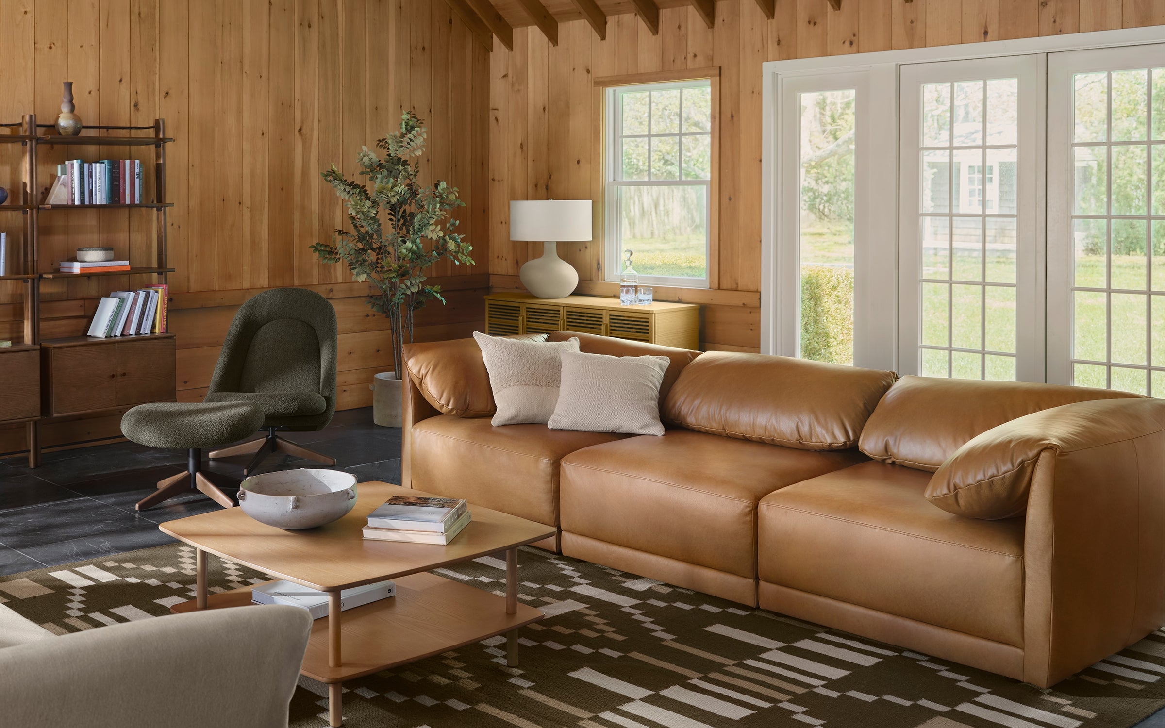 Airmail Chair with Ottoman - Navy Blue - Performance Boucle - Image 2