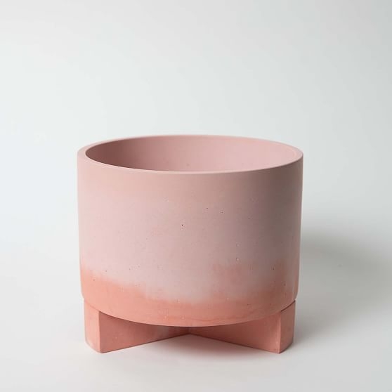 Large Planter With Base Concrete Removable Base Pink And Coral - Image 0