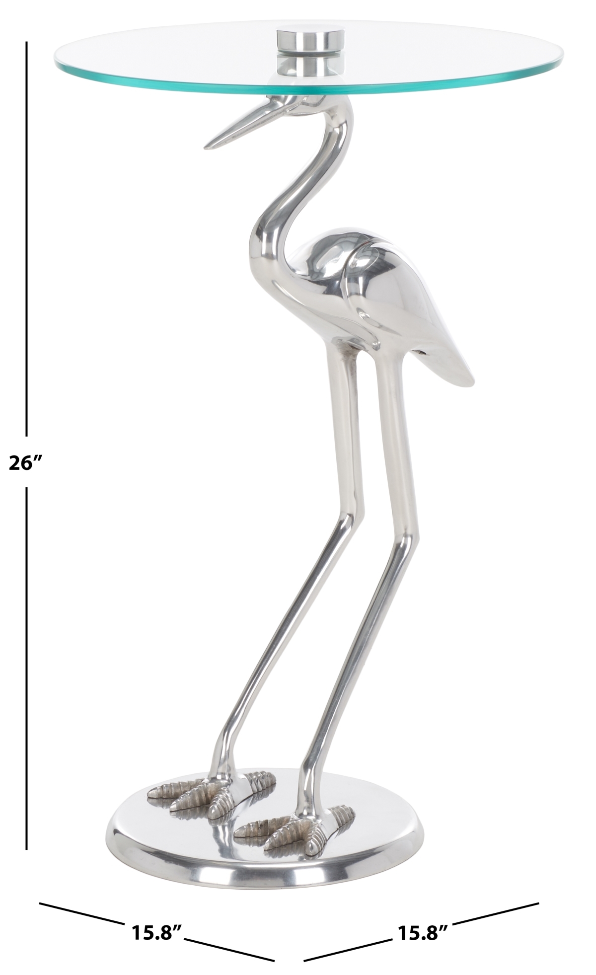 Tori Crane Base Accent Table - Silver / Glass - Safavieh - Image 9