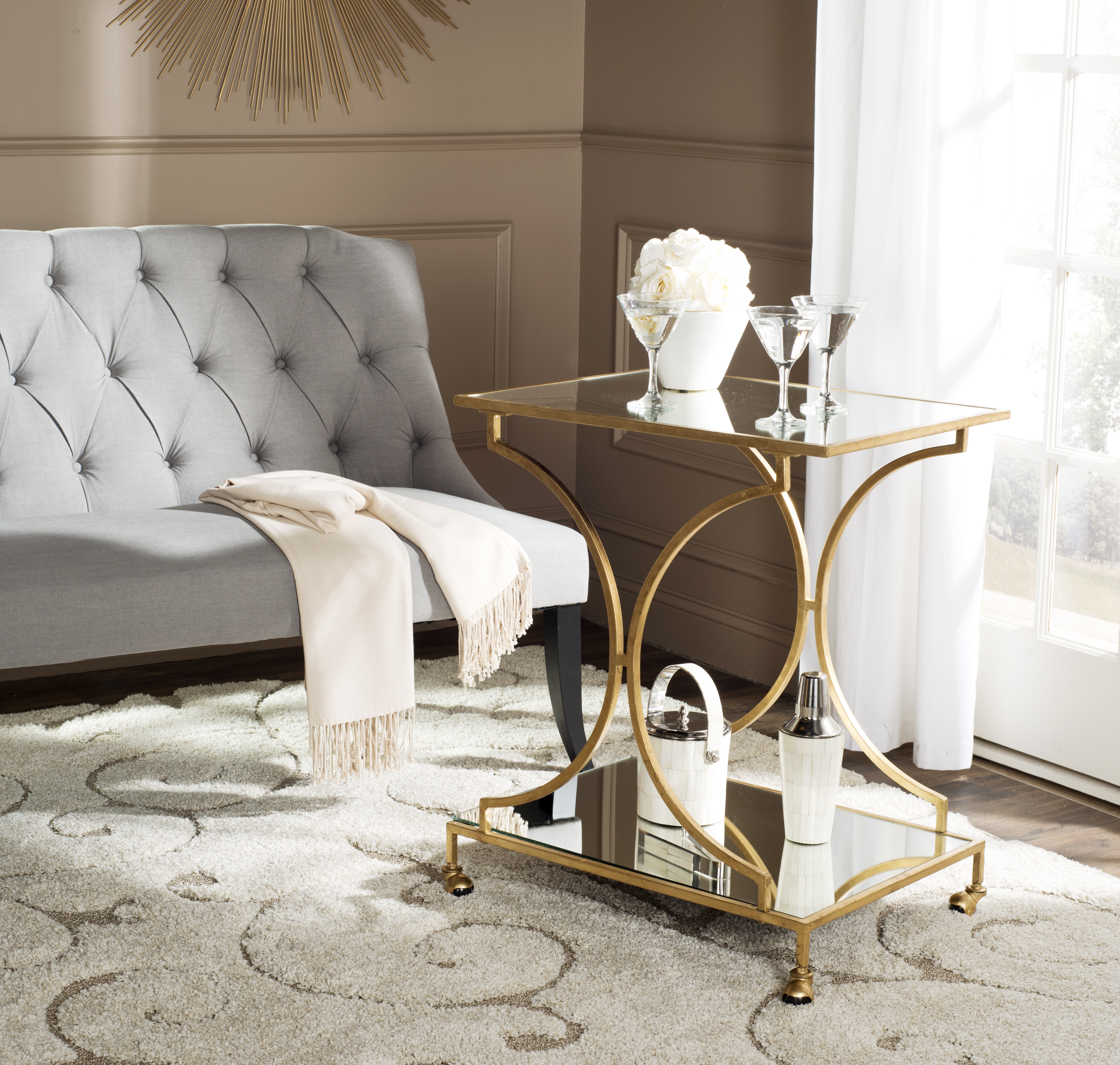 Ignatius Bar Cart - Gold - Safavieh - Image 3