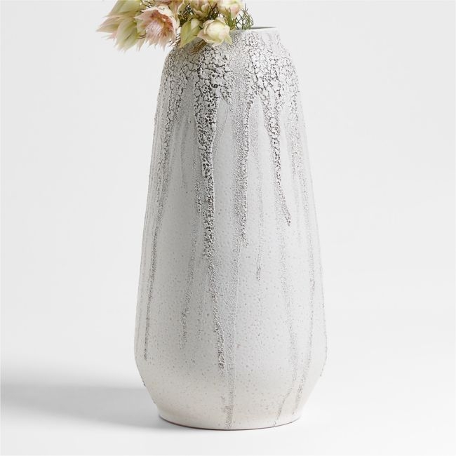Toluca Large Beige Ceramic Textured Vase 17" - Image 0