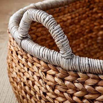Carson Metallic Rim Woven Basket, Natural, Large - Image 1