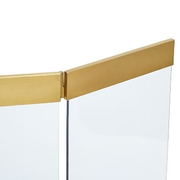 Modern Glass Tri Panel Screen, Brass - Image 1