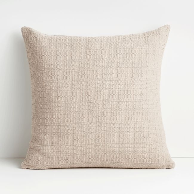 Bari 20"x20" Taupe Knitted Throw Pillow Cover - Image 0