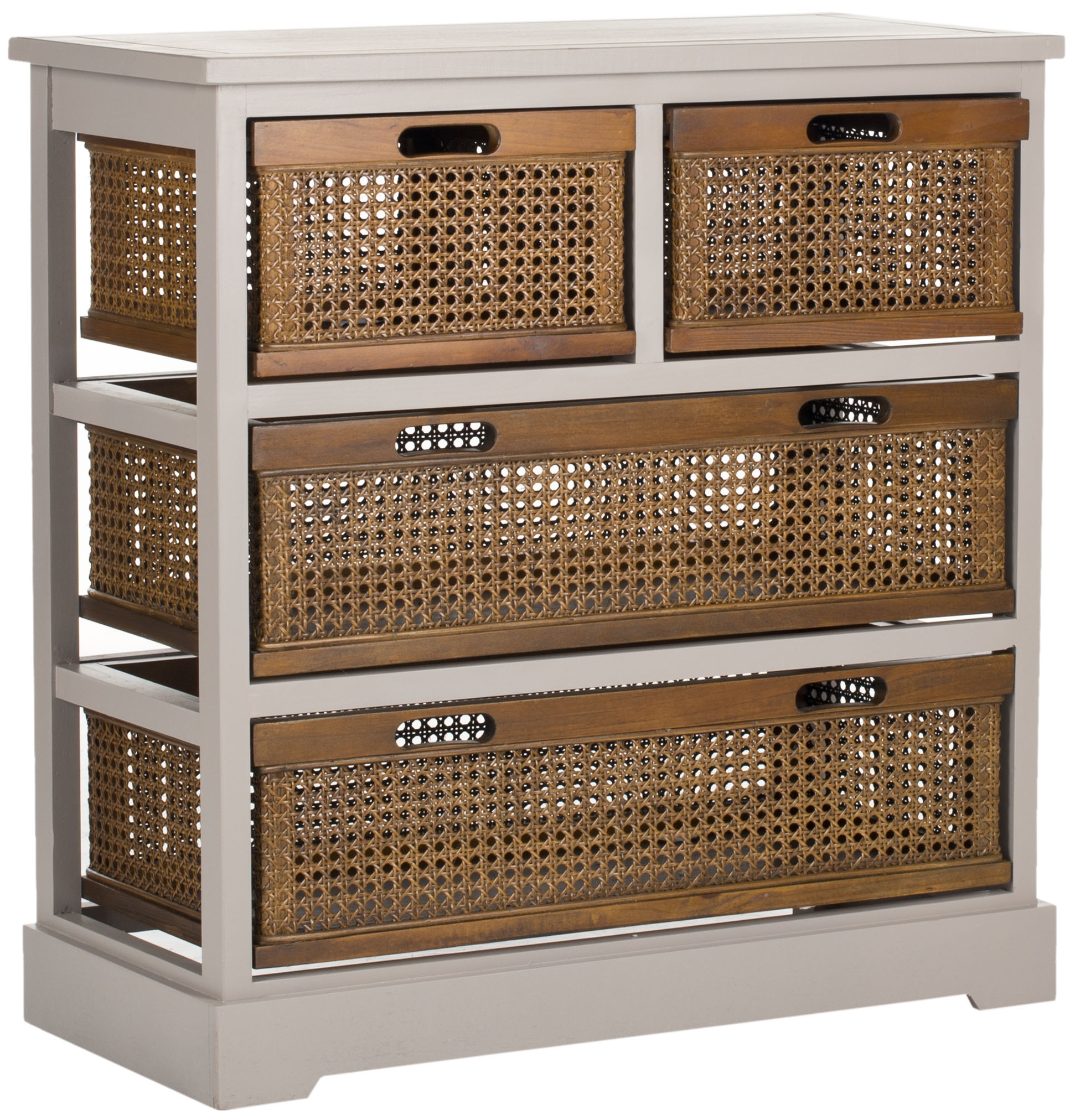 Jackson 4 Drawer Storage Unit - Quartz Grey/Cane - Arlo Home - Image 1