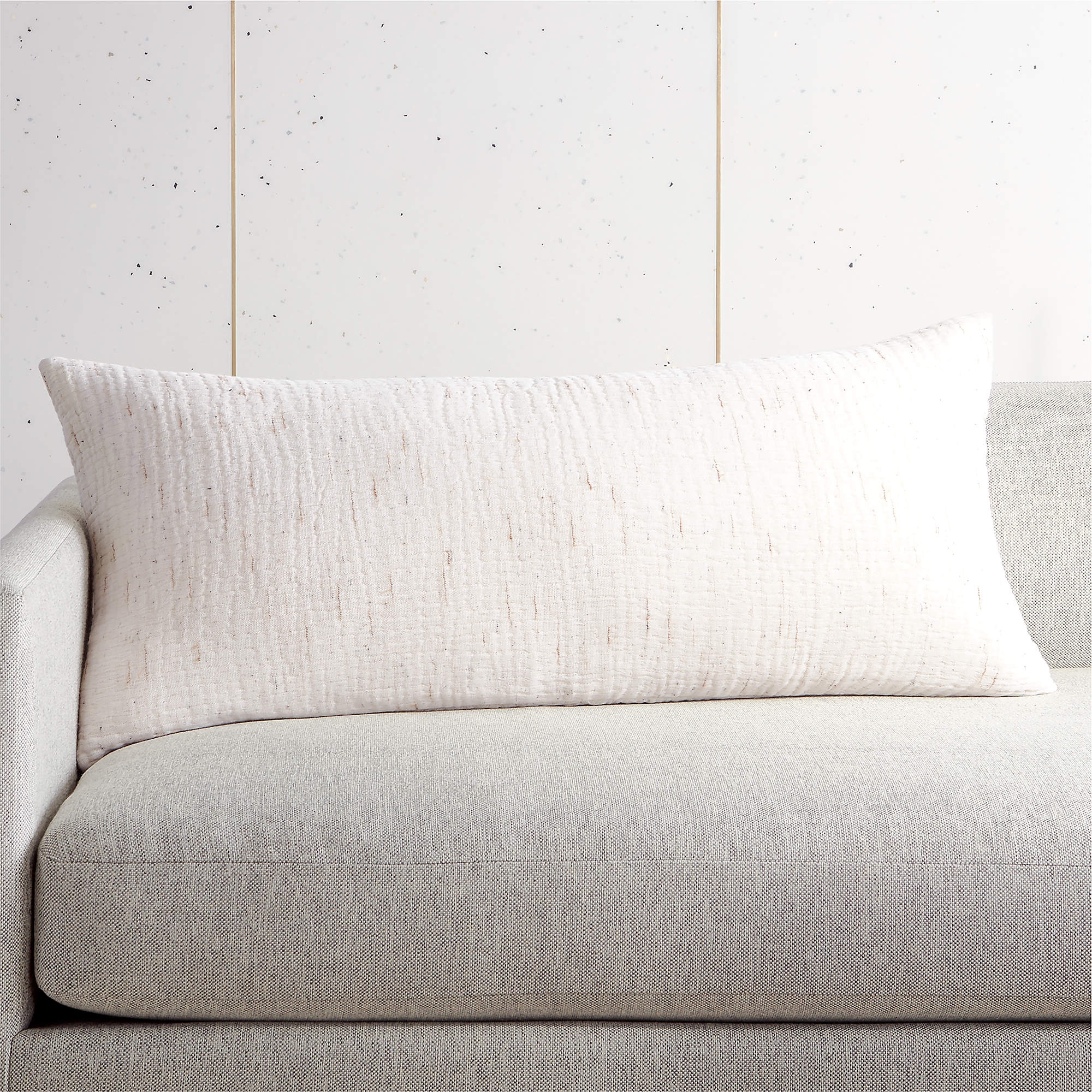 Nett Ivory Pillow with Down-Alternative Insert, 36" x 16" - Image 1
