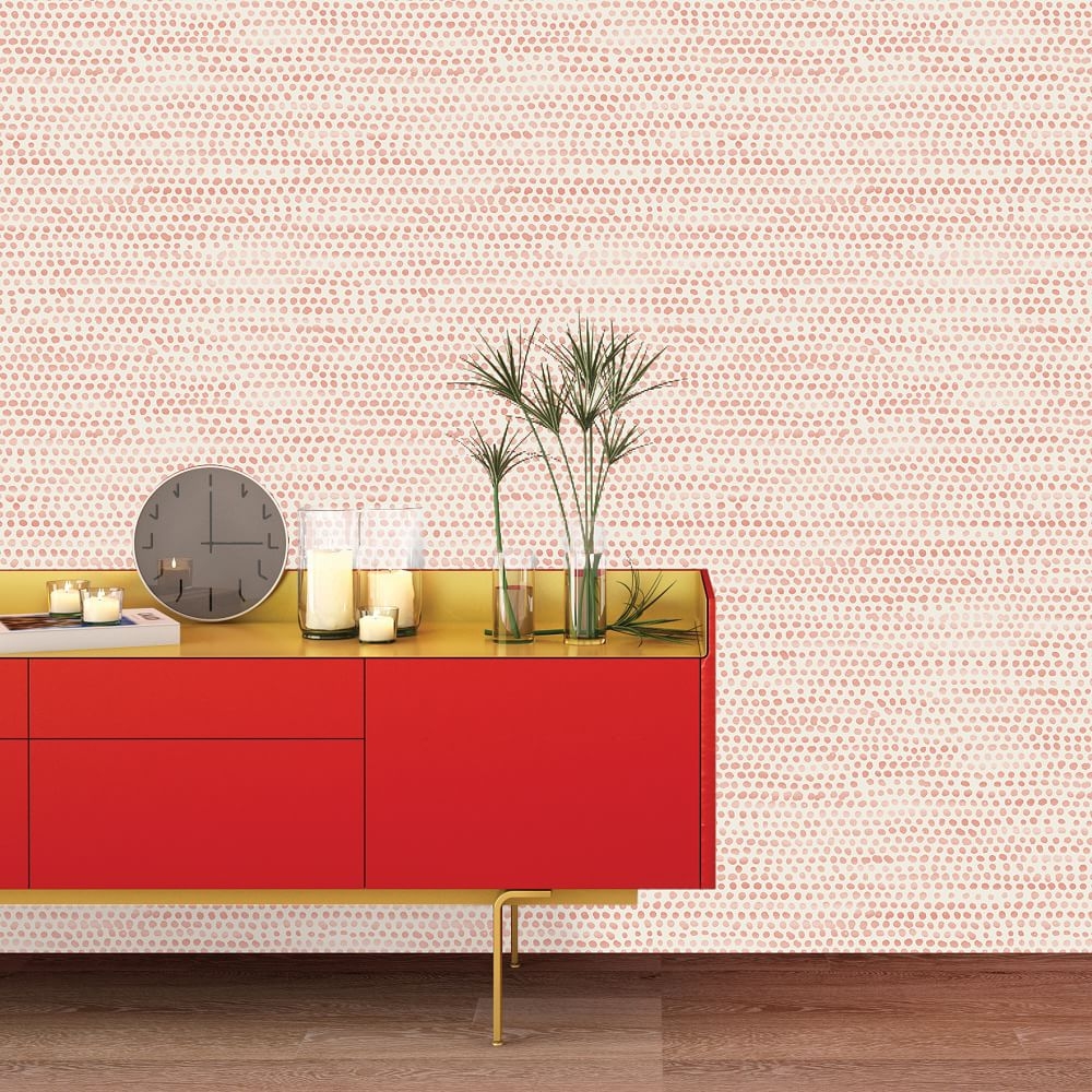 Tempaper Peel & Stick Moire Dots Wall Paper, Coral - Image 0