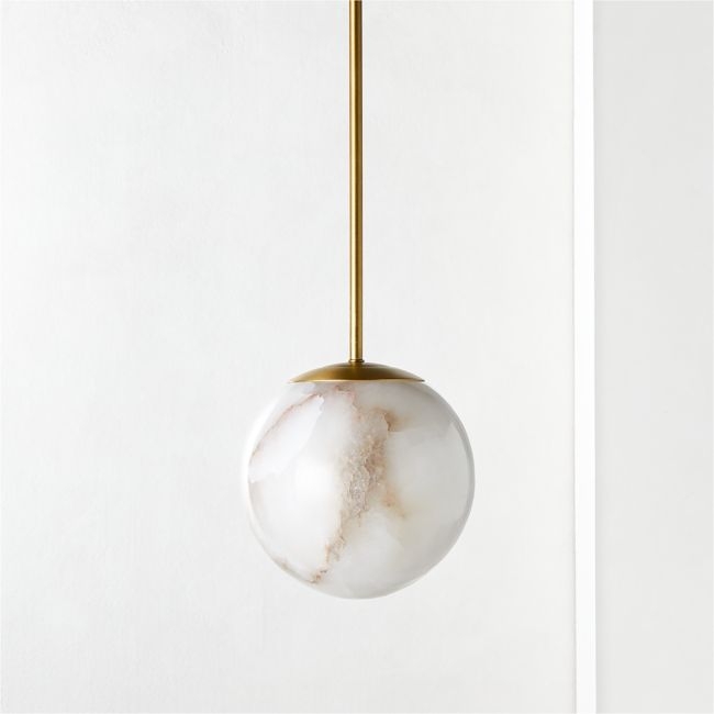 Savina Alabaster and Brass Pendant Light