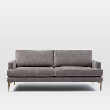 Andes Petite 76.5" Sofa, Poly, Distressed Velvet, Mauve, Dark Pewter - Image 2