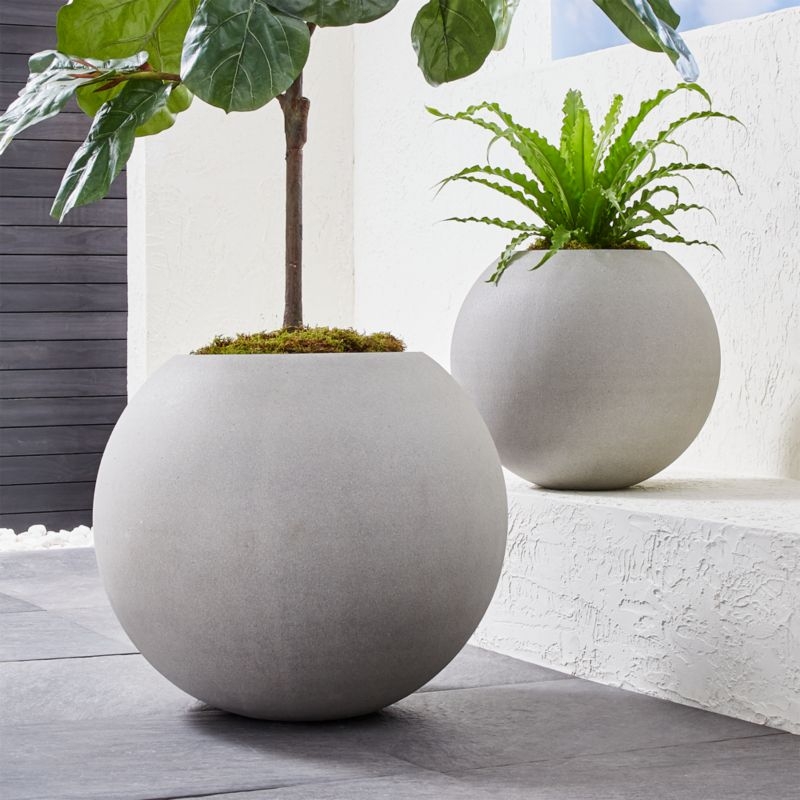 Sphere Small Light Grey Indoor/Outdoor Planter 20" - Image 2