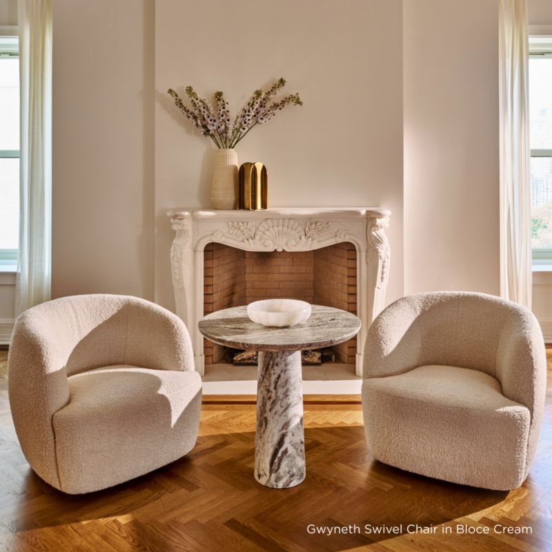 Gwyneth Ivory Boucle Swivel Chair by goop - Image 7