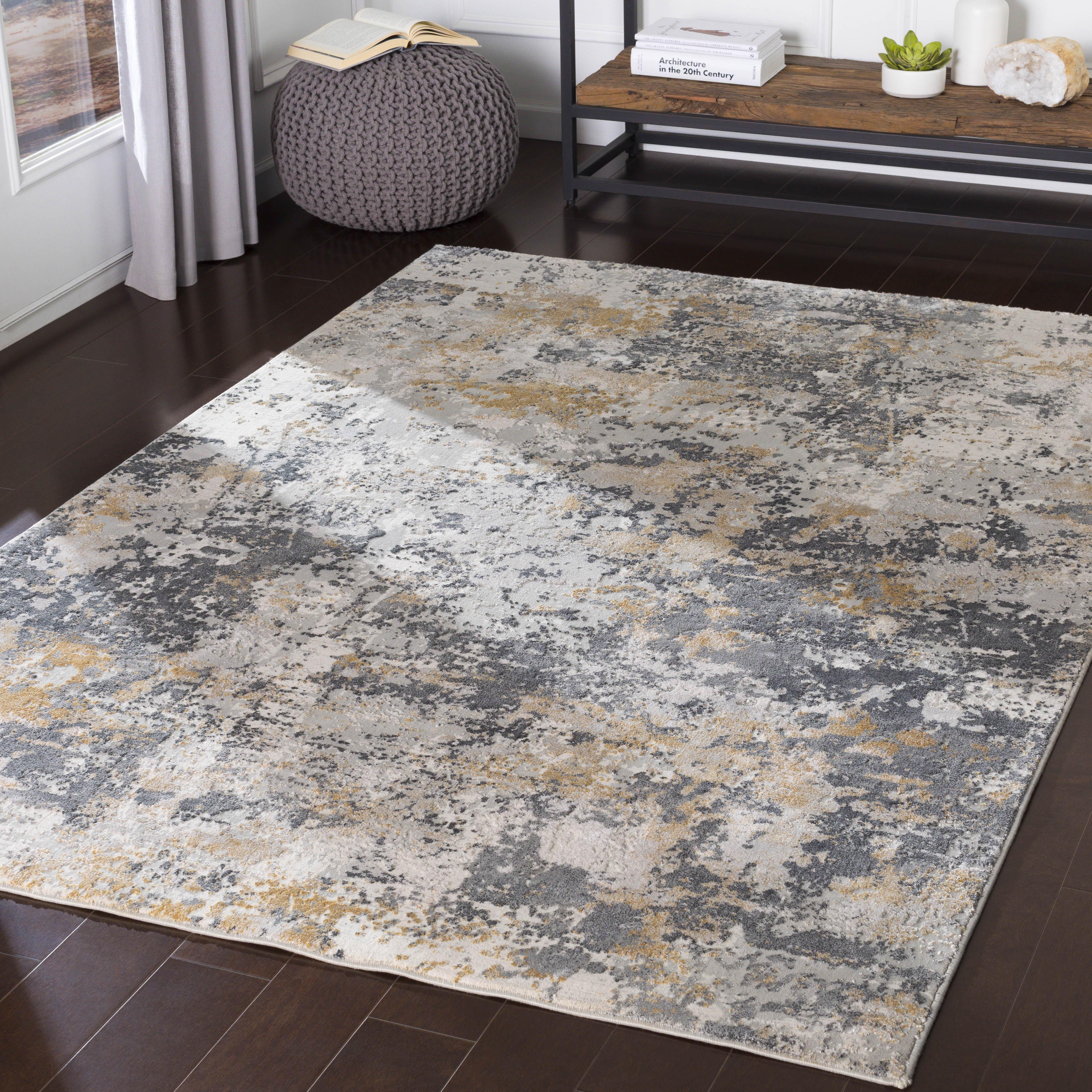 Aisha Beige Indoor 5'3" x 5'3" Machine Woven Rug - Image 1