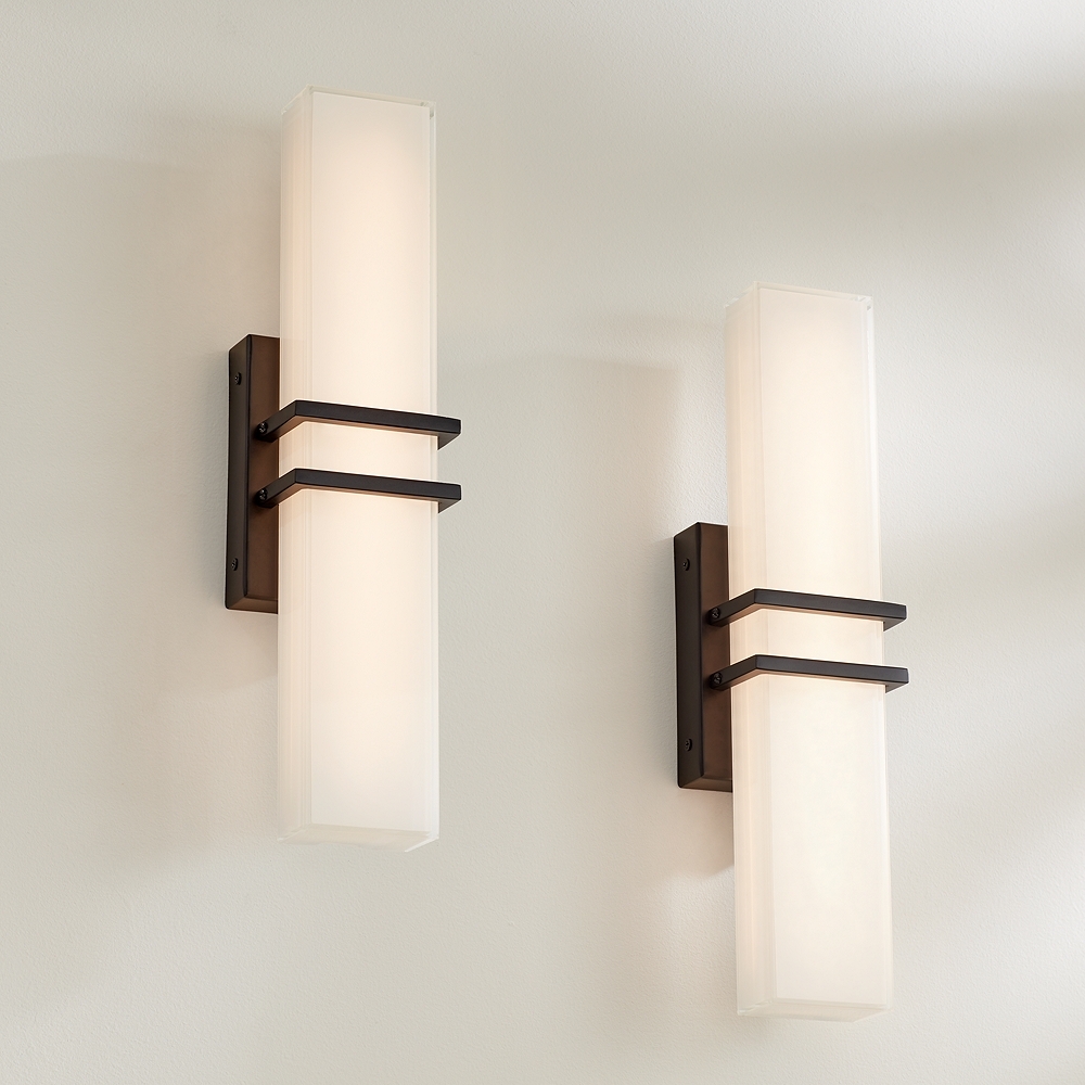 Possini Euro Exeter 17" Wide Black LED Bathroom Vanity Light Set of 2 - Image 0