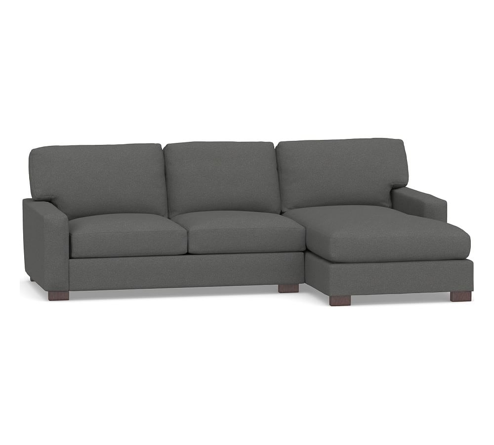 Turner Square Arm Upholstered Left Arm Sofa with Chaise Sectional without Nailheads, Down Blend Wrapped Cushions, Park Weave Charcoal - Image 0