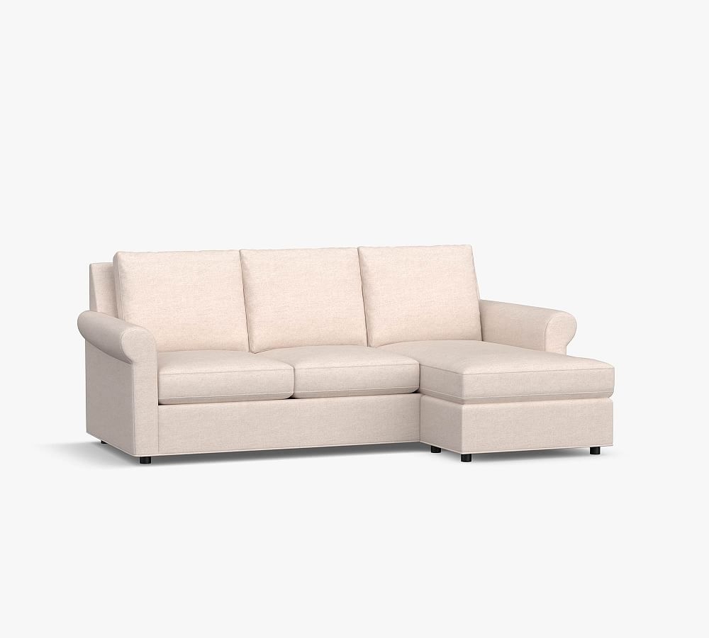 Sanford Roll Arm Upholstered Sofa with Reversible Storage Chaise Sectional, Polyester Wrapped Cushions, Performance Everydayvelvet(TM) Smoke - Image 0