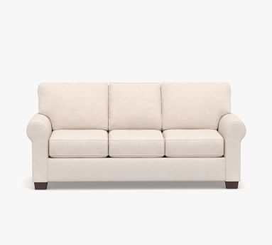 Buchanan Roll Arm Upholstered Sleeper Sofa, Polyester Wrapped Cushions, Performance Heathered Basketweave Alabaster White - Image 2