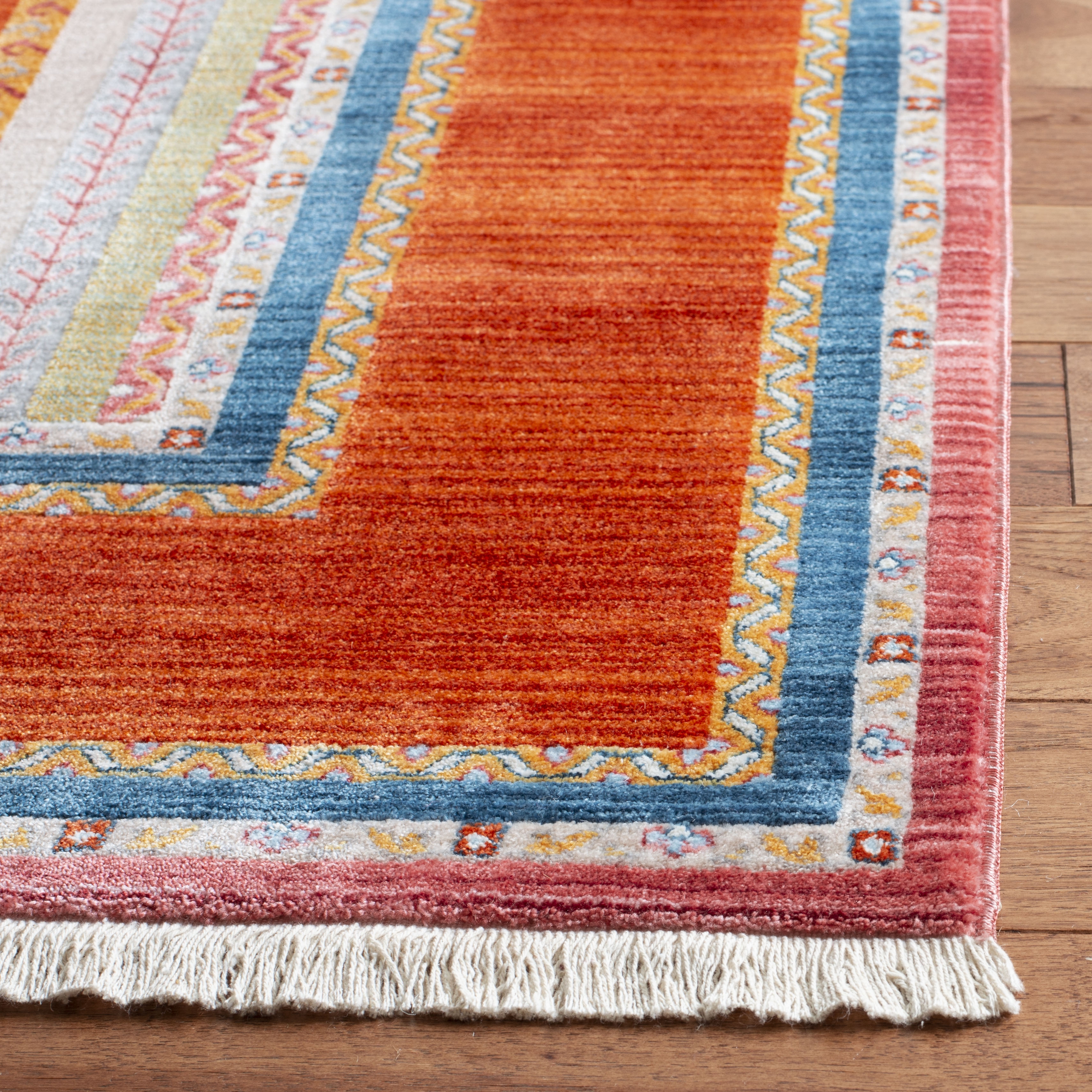Arlo Home Woven Area Rug, BOK138P, Orange/Blue,  5' X 7' 6" - Image 2