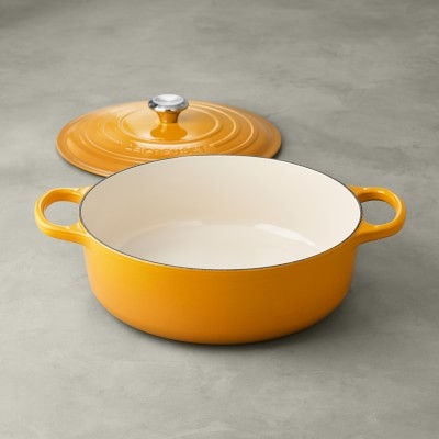 Le Creuset Signature Enameled Cast Iron Round Wide Dutch Oven, 6 3/4-Qt., French Grey - Image 5